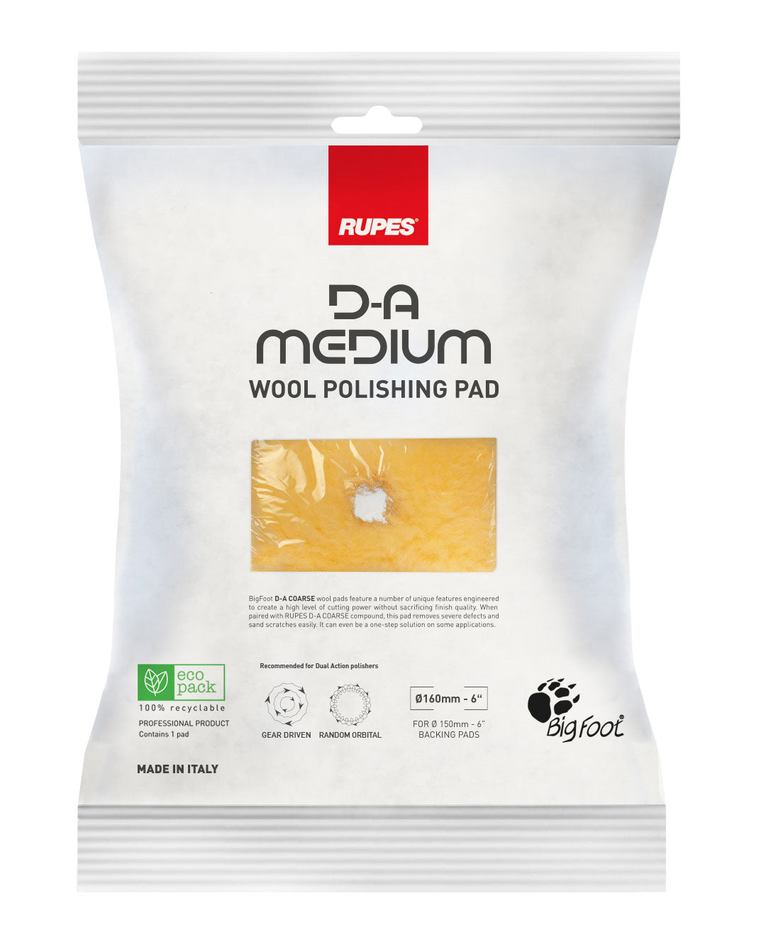 Yellow Wool Polishing Pad, Precision Pro Medium - Ø 80mm