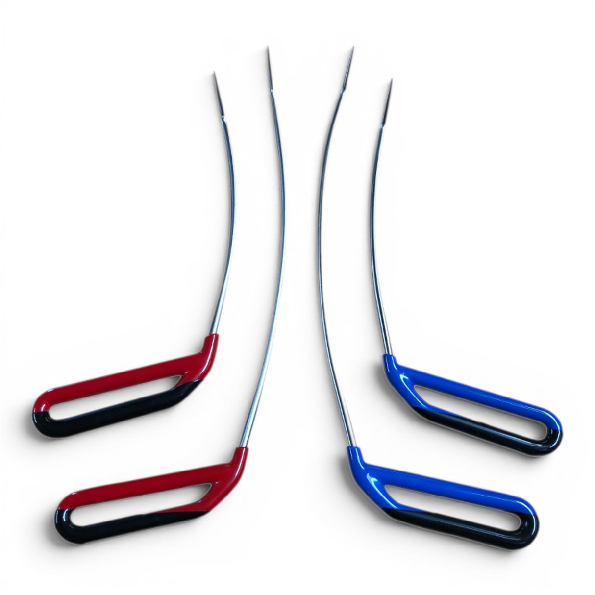 Anson PDR 4-piece set of 1/4 inch spring steel PDR tools with red and blue handles.