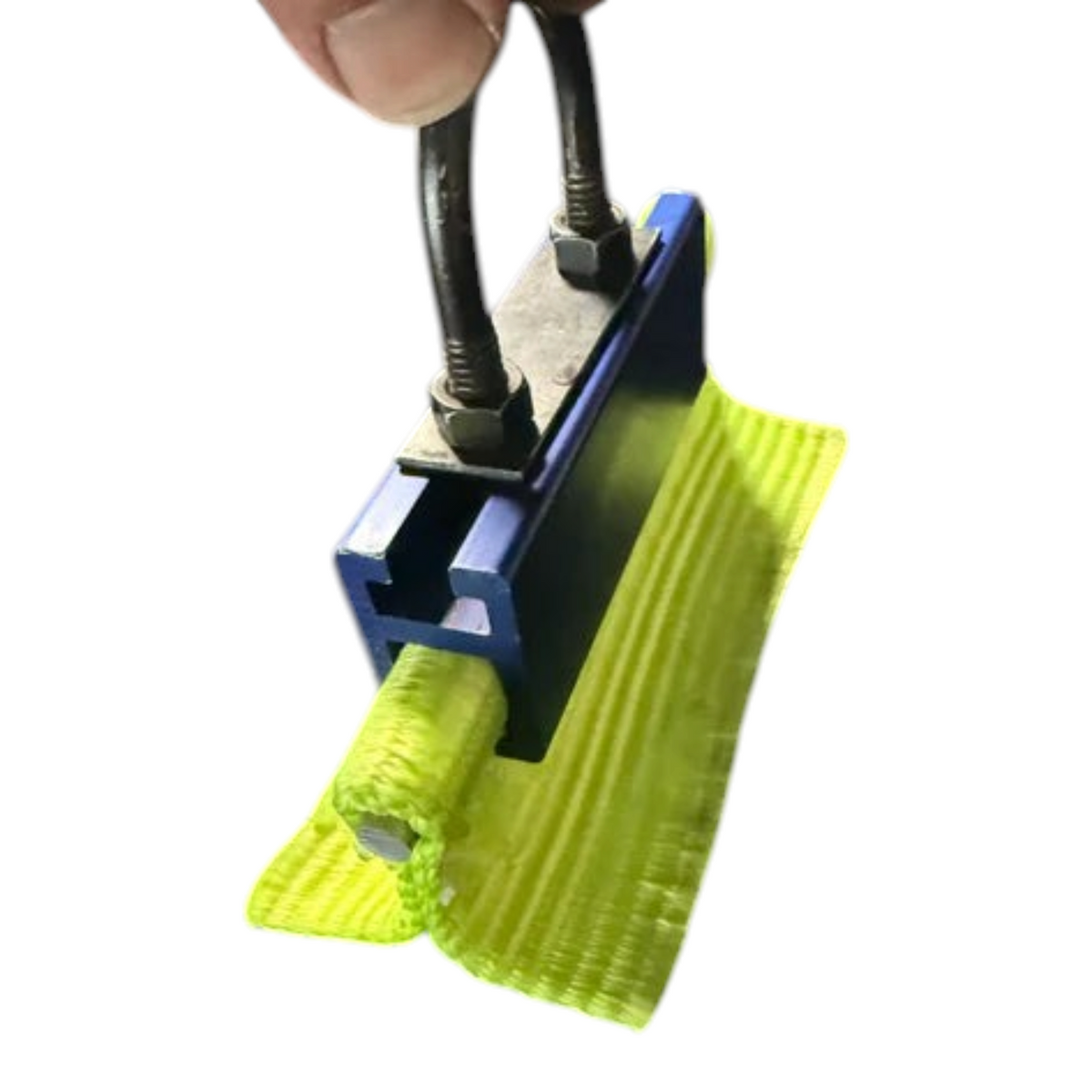 Anson PDR Black Plague Yellow Edge Strap featuring a durable yellow fabric strap secured in a blue metal adapter.