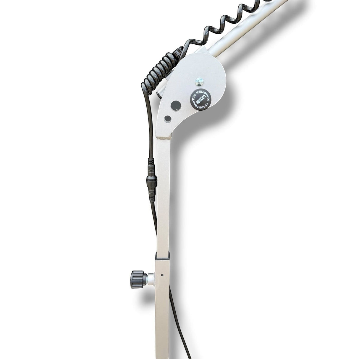 Anson PDR Econo light stand, adjustable aluminum boom arm with coiled cable and locking joint.