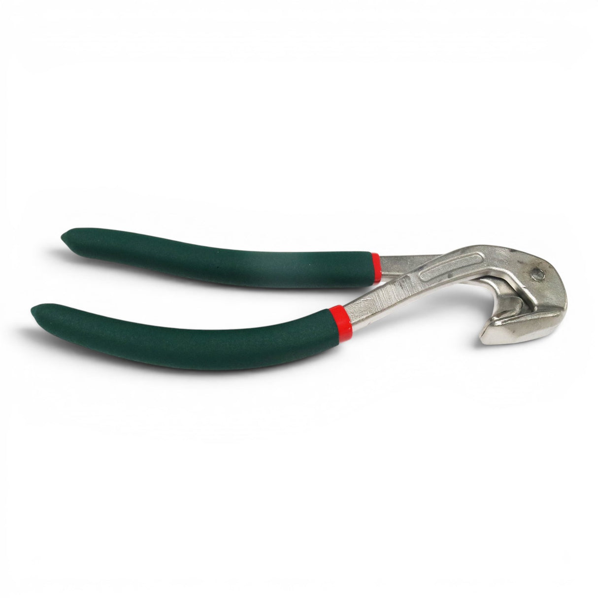Anson PDR fender lip edge pliers with green non-slip rubber handles and red accents. Made of hardened stainless steel and ABS.