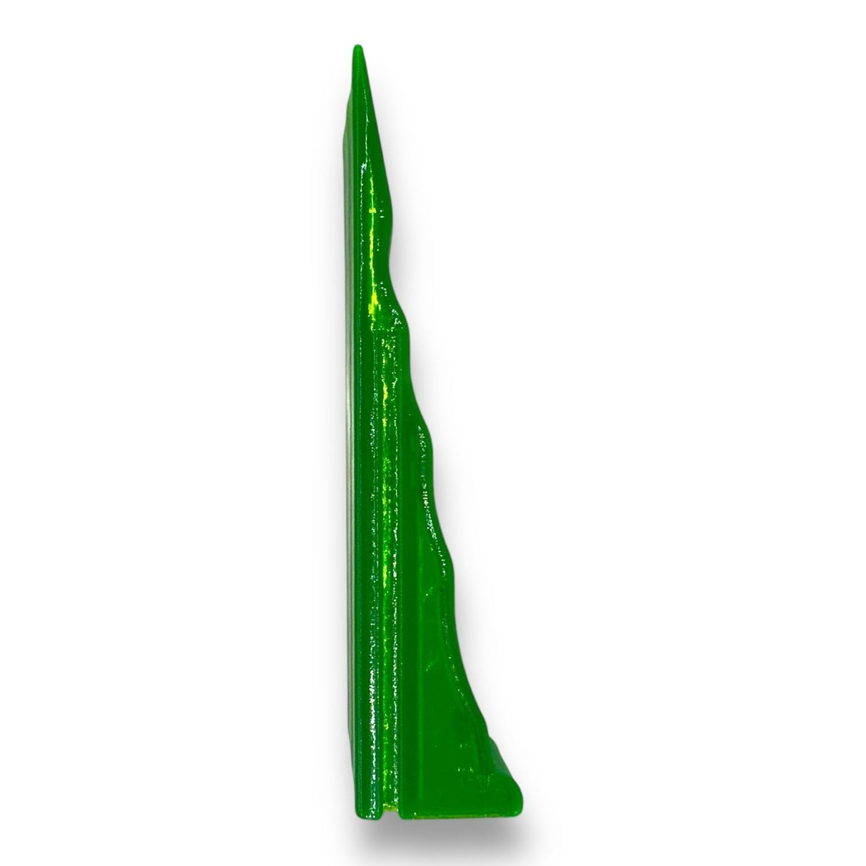Anson PDR green TPU split shot wedge for window molding access, side profile view of flexible dent repair tool.