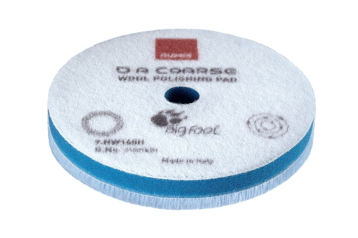 Anson PDR Rupes D-A COARSE wool polishing pad with blue foam backing for dual action paint defect removal