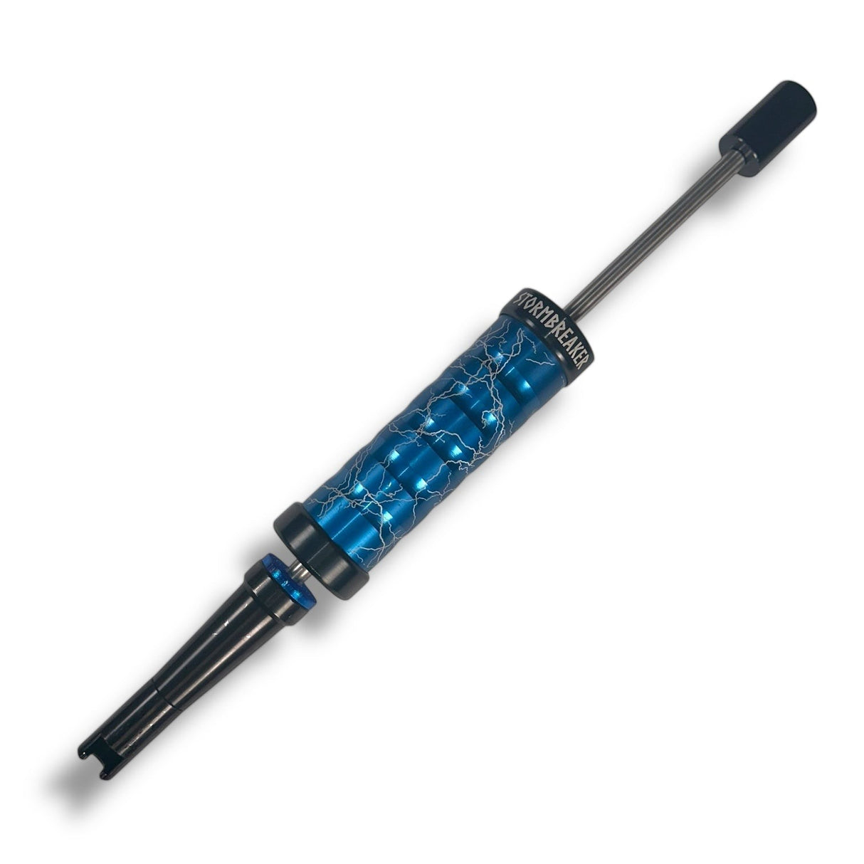 Anson PDR Dent Vision Storm Breaker slide hammer in blue with a lightning pattern and ergonomic handle design.