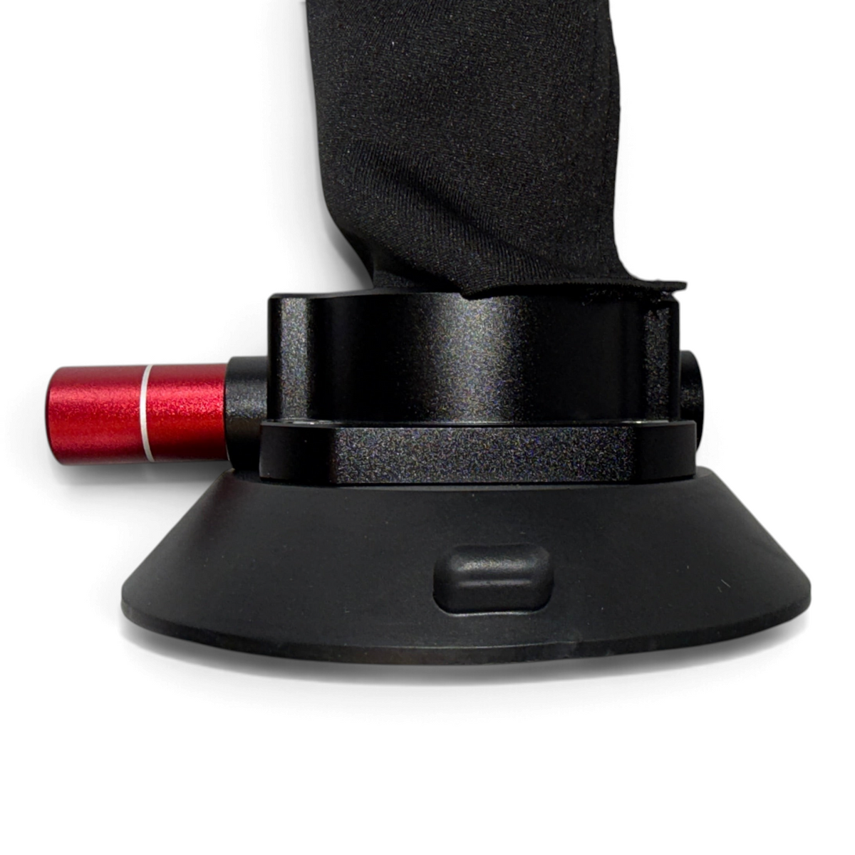 Anson PDR The Claw heat gun mount with a 4.5 inch black suction cup, black Spinal Cord, and red adjustment knob.