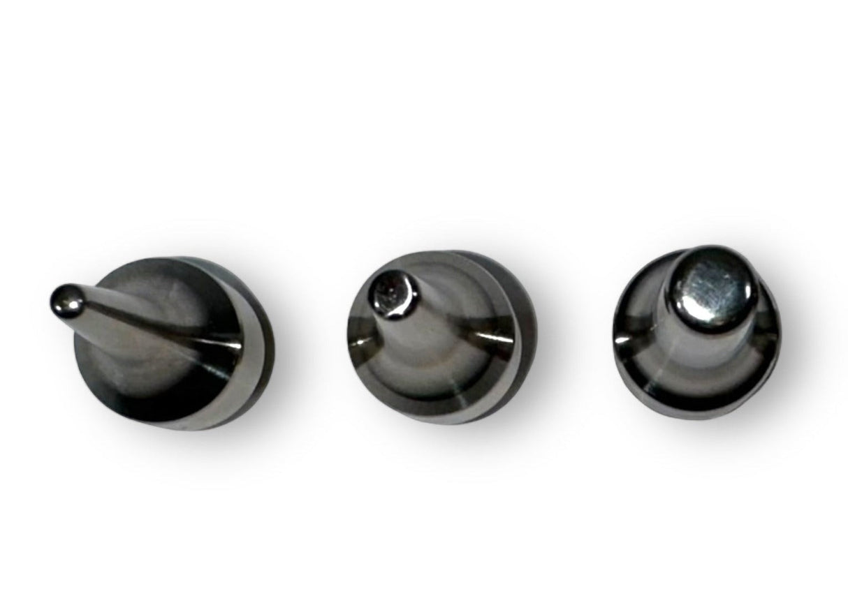 Anson PDR Dead Dent Tools Set 1: 3 polished titanium PDR knockdown tips including Pee Wee, Firing Pin, and Silencer.