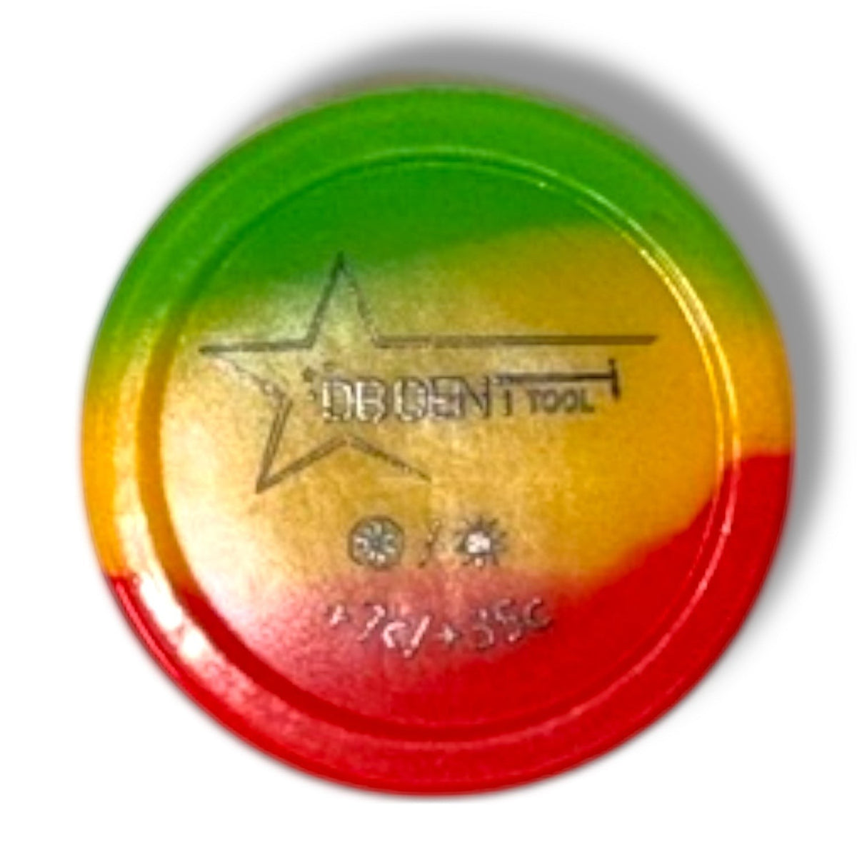 Anson PDR DB Dent Tools cold glue tab in red, yellow, and green. Features star logo and temperature range.