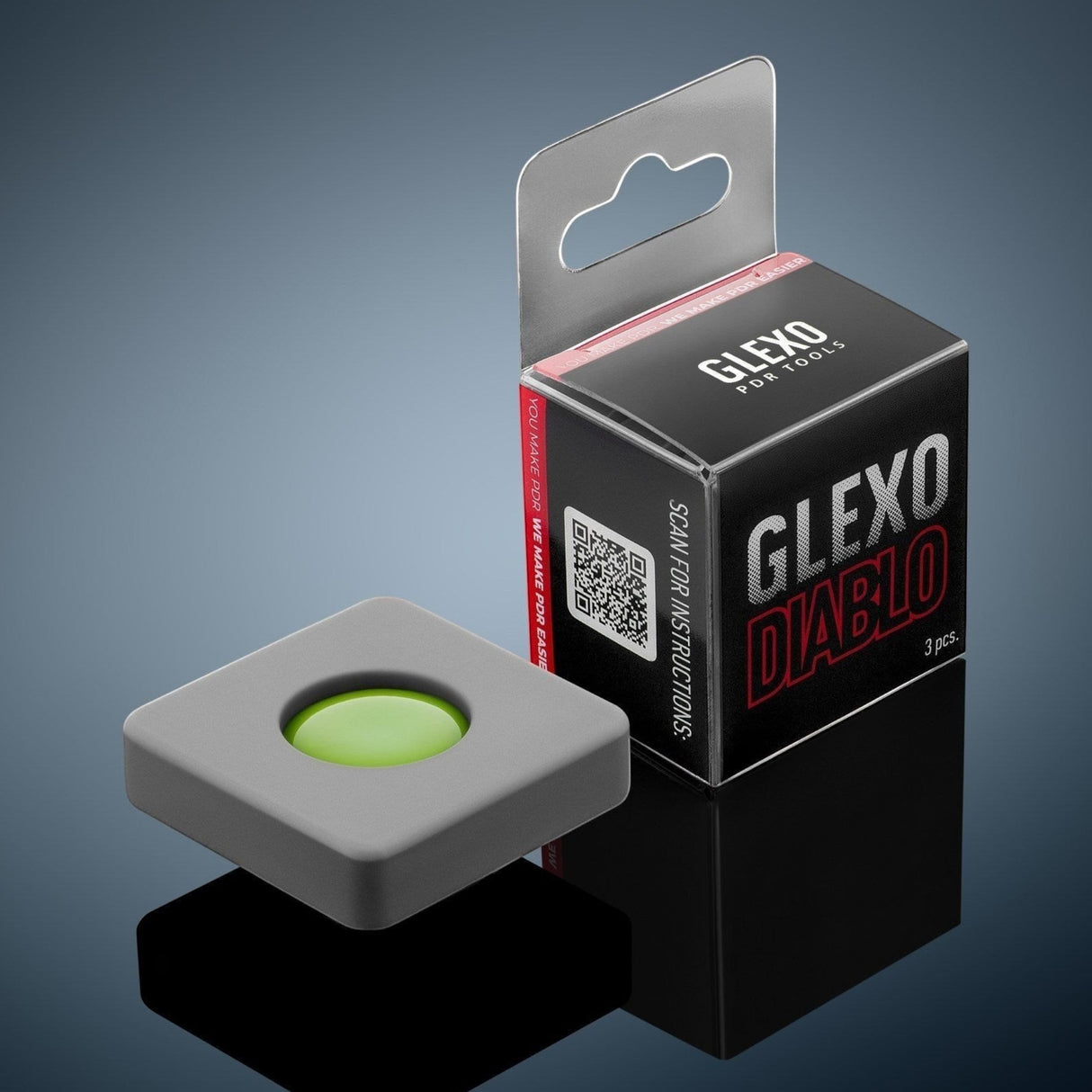 Anson PDR Glexo Diablo Cold Glue set of 3pcs in silicone molds for paintless dent repair.