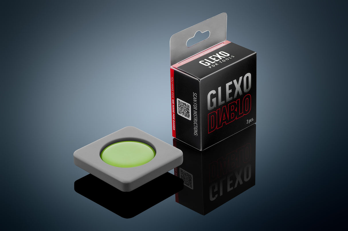 Anson PDR Glexo Diablo Cold Glue set of 3pcs in silicone molds for paintless dent repair.