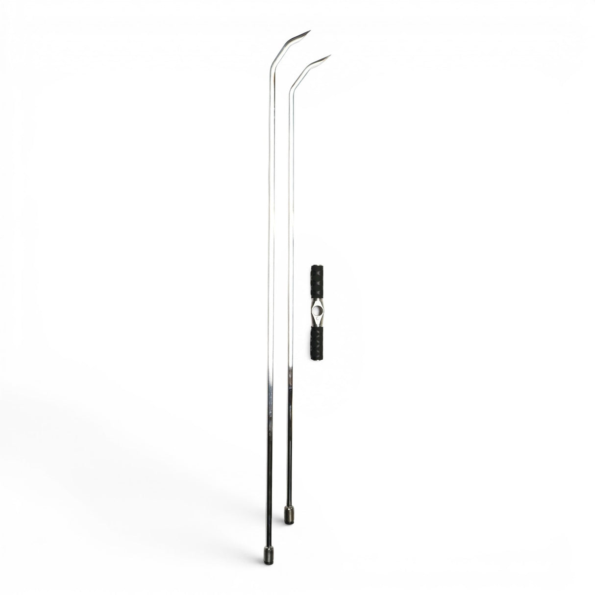 Anson PDR stainless steel double bend rods with sharp tips and tactical T-handle. Set includes 42" and 48" rods.