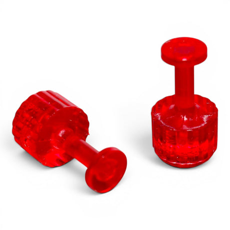 Anson PDR 8mm Dead on Dead Center glue tabs in red, designed for precise paintless dent repair finishing.