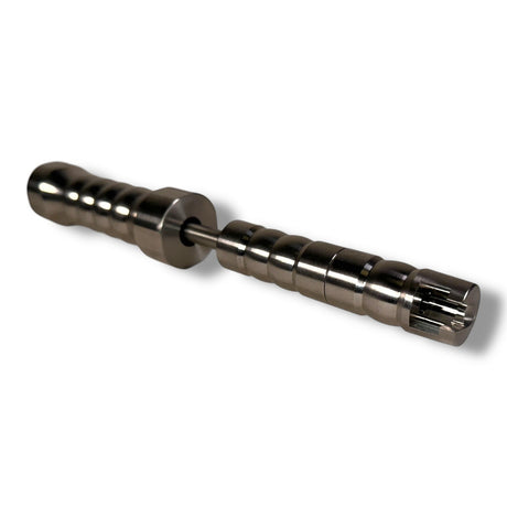 Anson PDR stainless steel slide hammer for cold glue dent removal, with ribbed handle and interchangeable tabs.