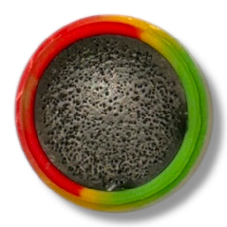 Anson PDR cold glue tab with red, yellow, and green outer ring. Textured grey center.