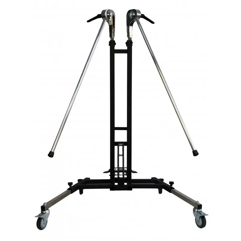 Anson PDR DNE KRAKEN Full Edition light stand with two retractable stainless steel knees and four wheels. Black steel frame.
