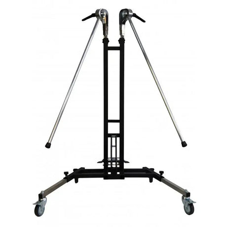 Anson PDR DNE KRAKEN Full Edition light stand with two retractable stainless steel knees and four wheels. Black steel frame.
