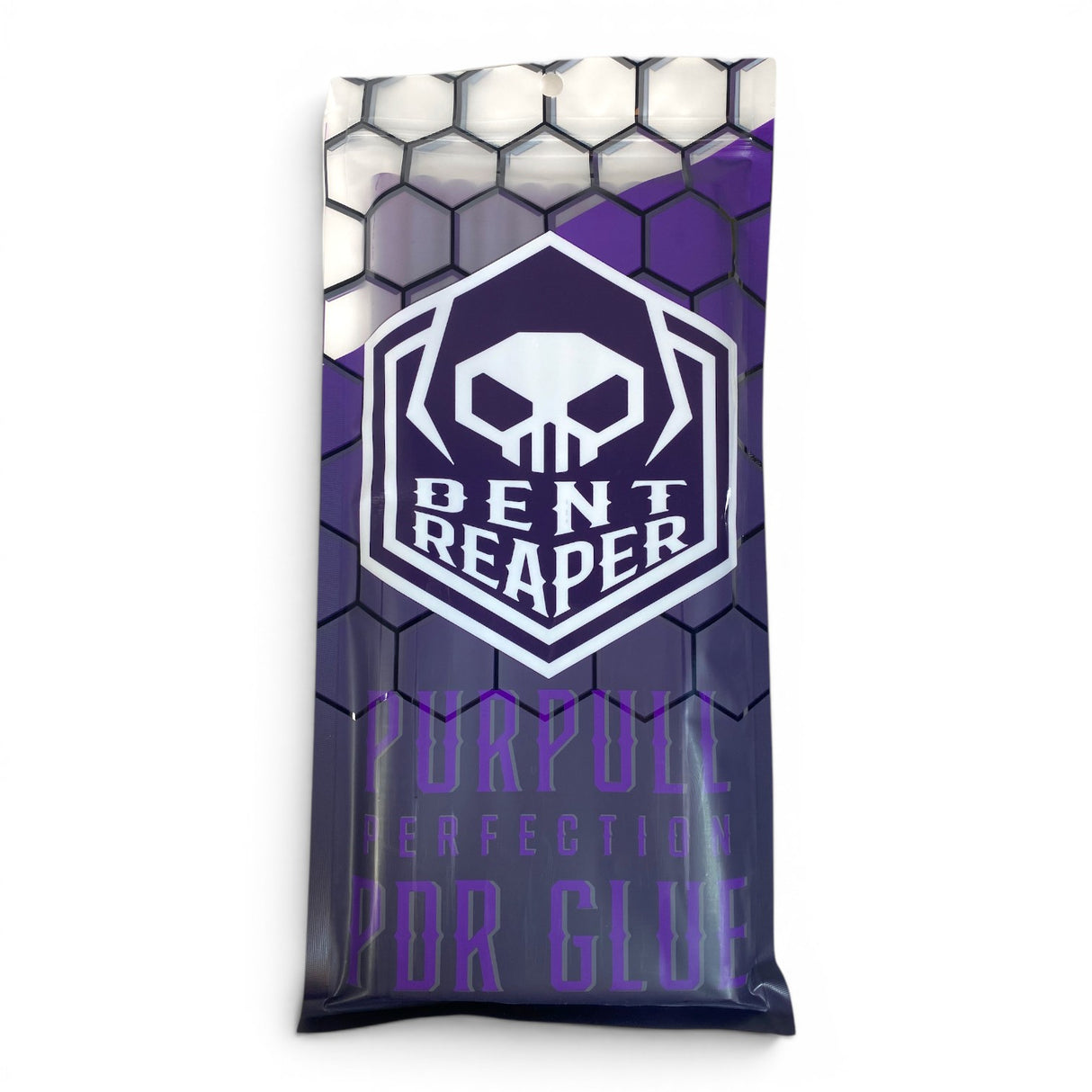 Anson PDR Dent Reaper Purpull Perfection PDR hot glue sticks in translucent purple packaging with a skull logo.