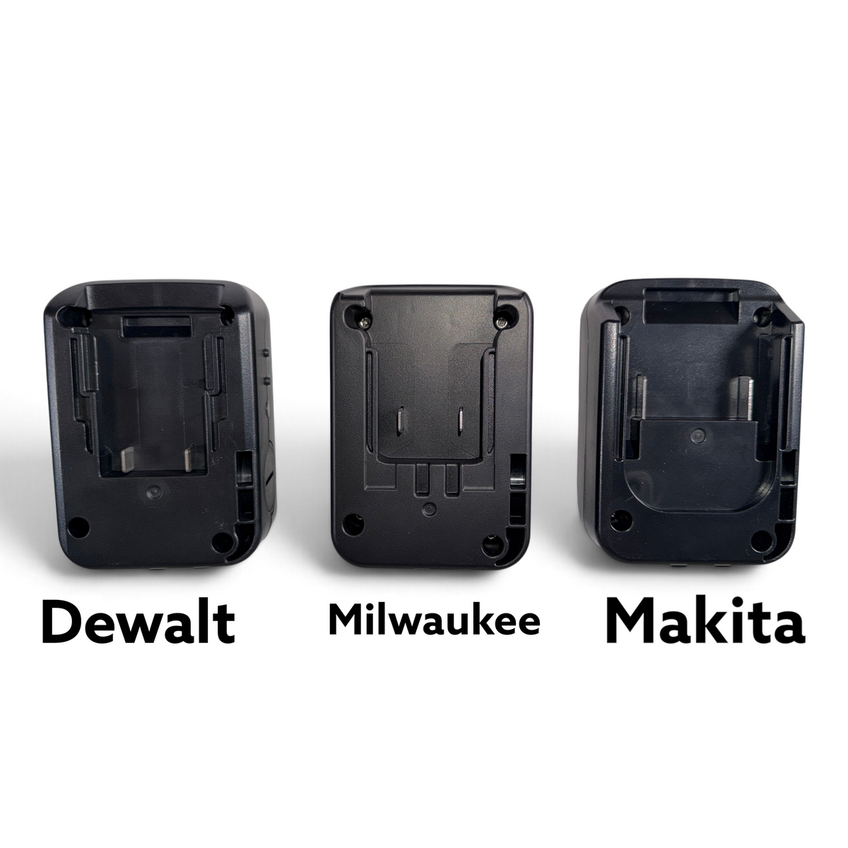 Anson PDR Elimadent Battery on Board adapters for Dewalt, Milwaukee, and Makita power tool batteries for LED hail lights.