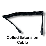 Anson PDR Elimadent black coiled extension cable with quick connect system for hail lights.