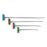 Anson PDR Tequila Tools Double Shot Fixed Handle PDR rods with blue, brown, pink, and green T-handles.