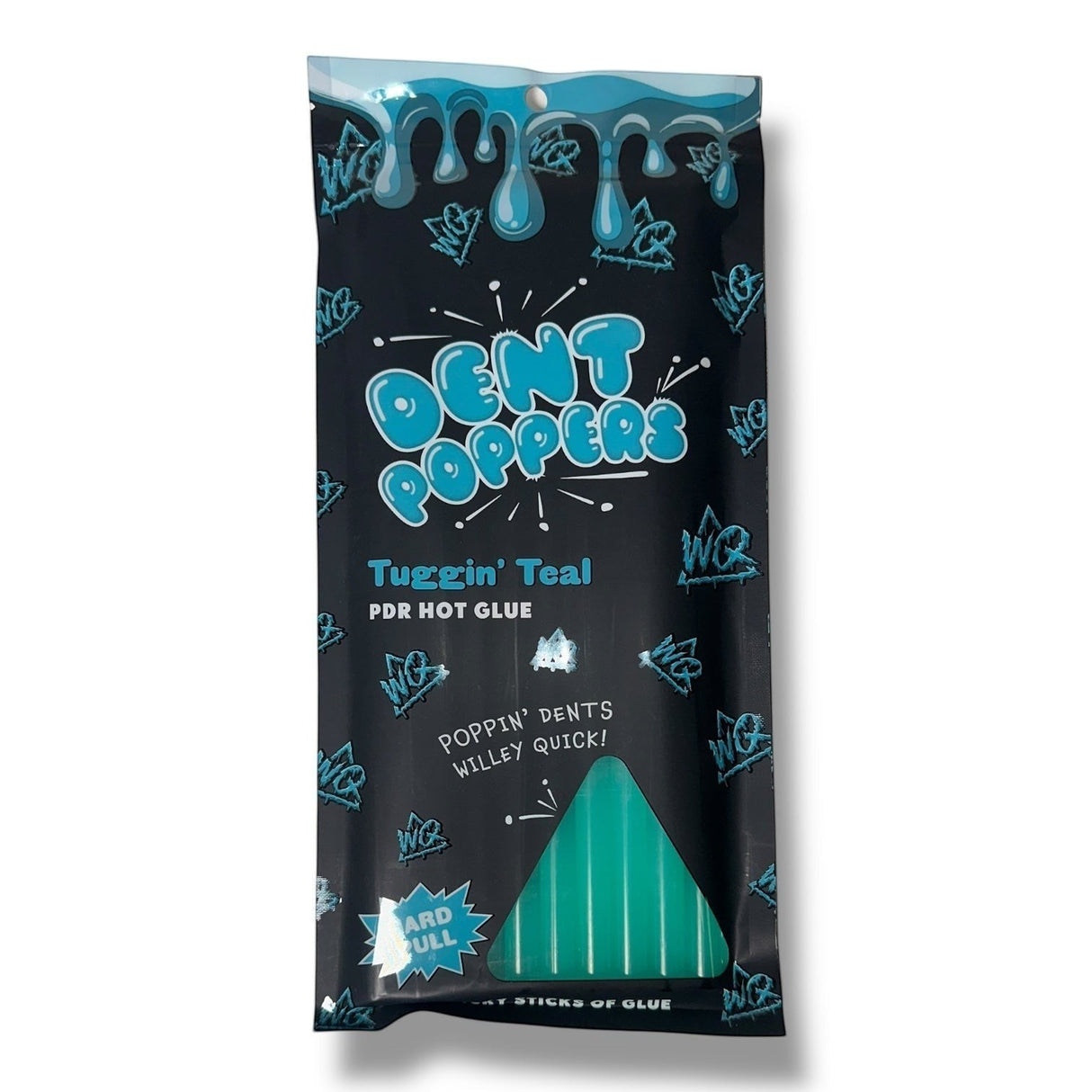 Anson PDR Willey Quick Tuggin' Teal PDR hot glue sticks for hail repair. High tensile strength formula for climate resistance.