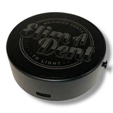 Anson PDR black circular auto cup base with Elimadent logo, USB-C charging port, and magnetic attachment.