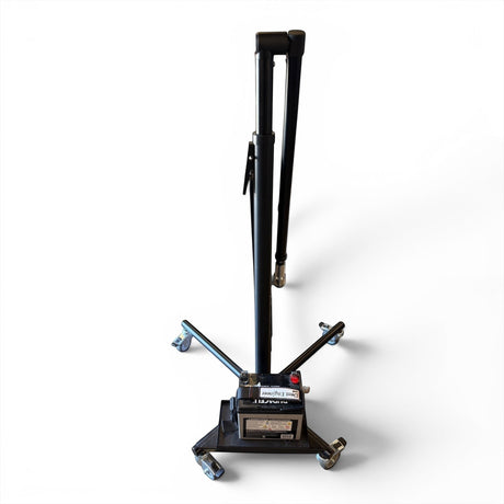 Anson PDR BLE Light Stand with black aluminum frame, adjustable boom, and heavy-duty locking wheels for PDR lighting.