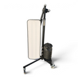 Anson PDR X Light Stand with Elimadent X-Factor LED light, black frame, rolling casters, and water bag counterweight.
