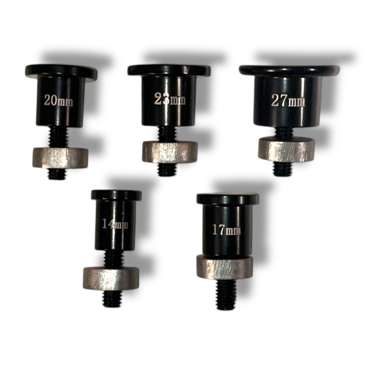 Anson PDR cold glue tabs in 14mm, 17mm, 20mm, 23mm, and 27mm sizes for automotive dent repair