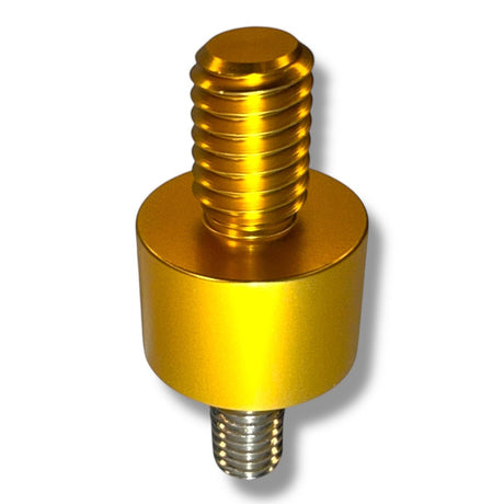 Anson PDR Dent Vision 2 Face cold glue tab adaptor with gold finish, featuring 5/16-18 and M6 threaded ends.