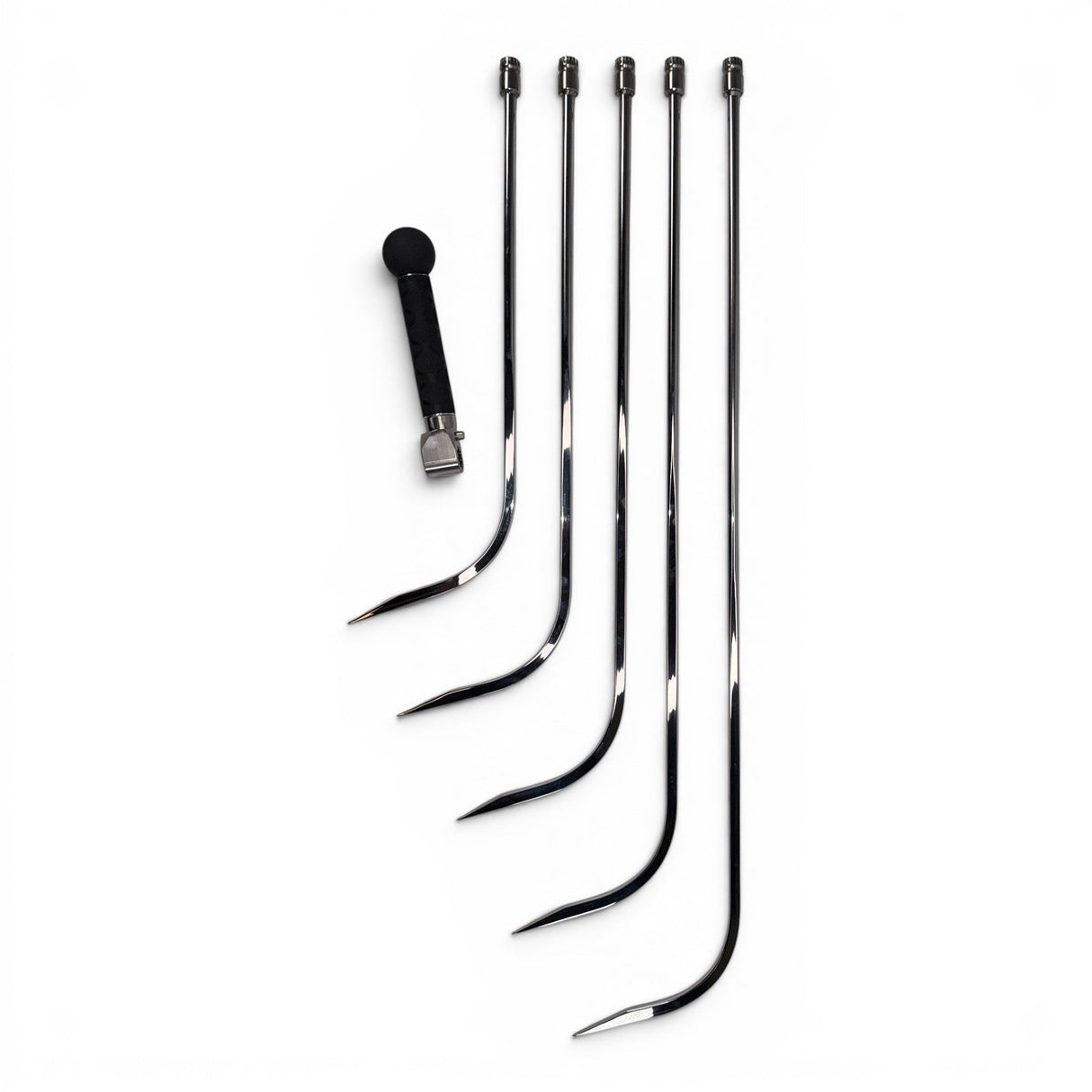 Anson PDR Door Lord Compact Hub 3/8 inch diameter metal dent repair tools with sharp tips and a detachable handle.