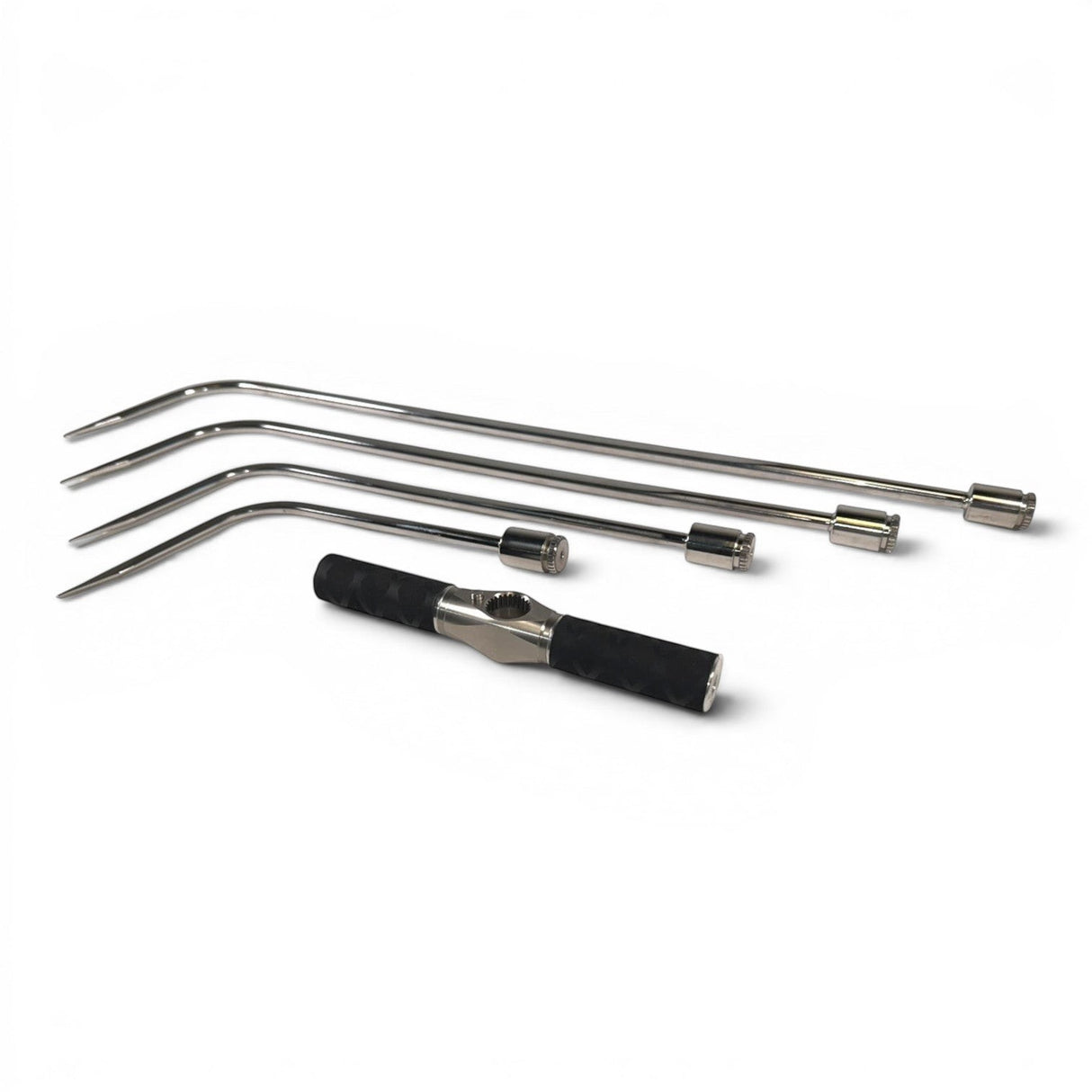 Anson PDR Tequila Tools Door Lord Sharp Hub Set with Tactical T-Handle, four stainless steel rods with sharp tips and a black T-handle.