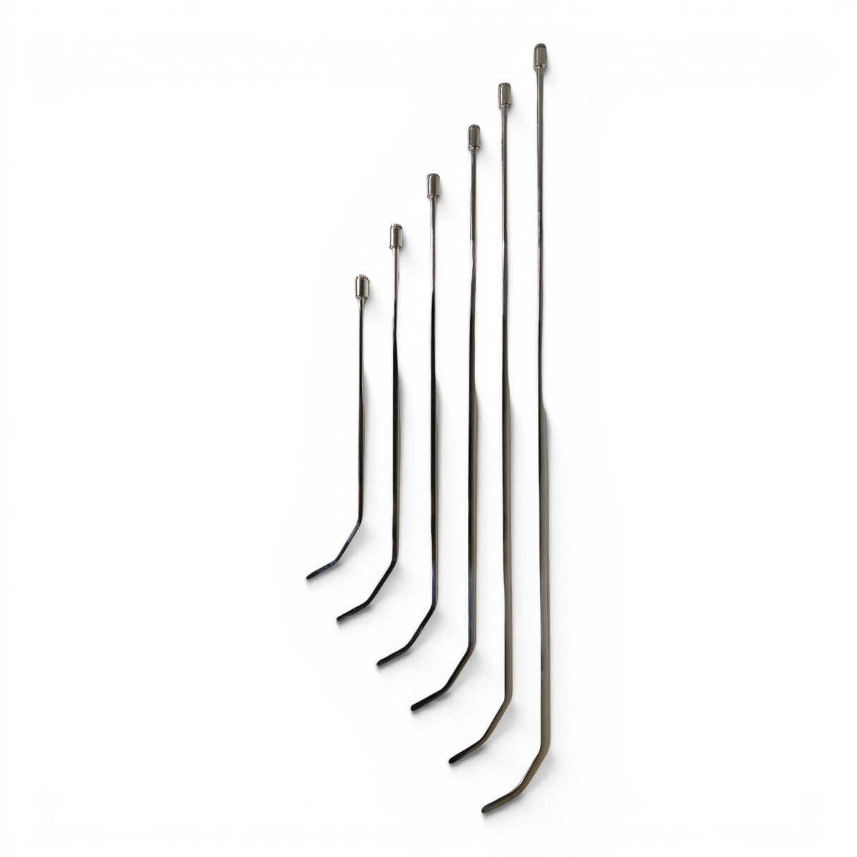 Anson PDR stainless steel double shot blade hub rods with double bend and blade tips, available in multiple sizes.