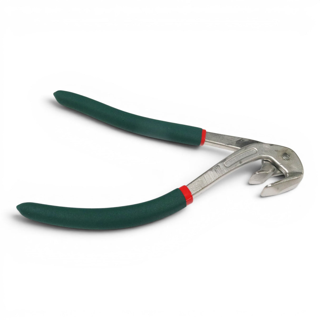 Anson PDR fender lip edge pliers with green anti-slip rubber handles and red accents. Hardened stainless steel construction.