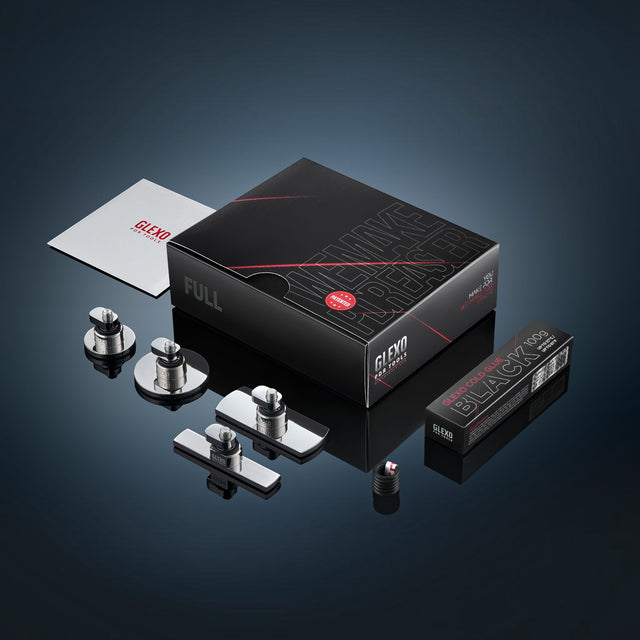 Anson PDR Glexo full set featuring four metal PDR tabs, black cold glue, and branded packaging for body repair.