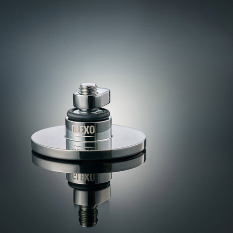 Anson PDR Glexo round metal PDR tab with O-ring and threaded stem for paintless dent repair on a reflective surface.
