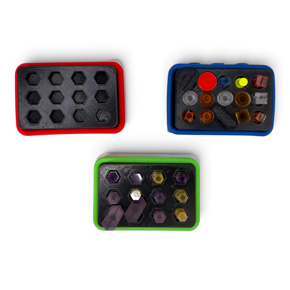 Anson PDR Dead Dent Tools Glory Hole tab holders in red, blue, and green with various hot glue tabs for PDR work.