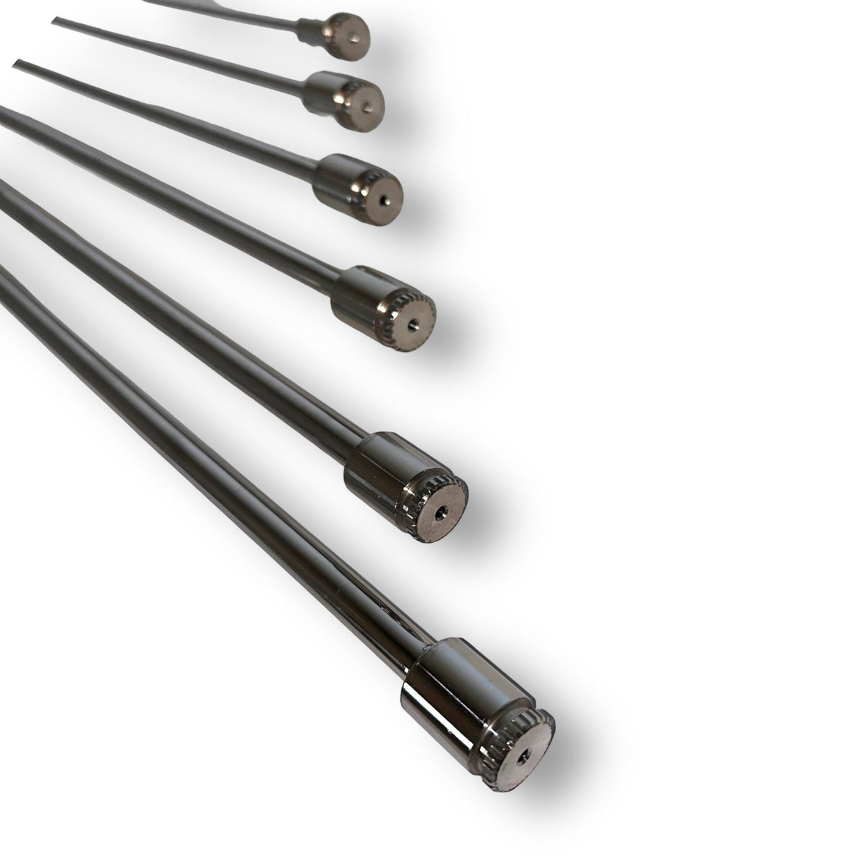 Anson PDR stainless steel ice pick set with inline grip handles, featuring upsided rods and sharp tips in various sizes.