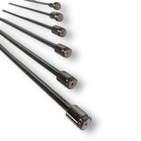 Anson PDR stainless steel ice pick set with inline grip handles, featuring upsided rods and sharp tips in various sizes.