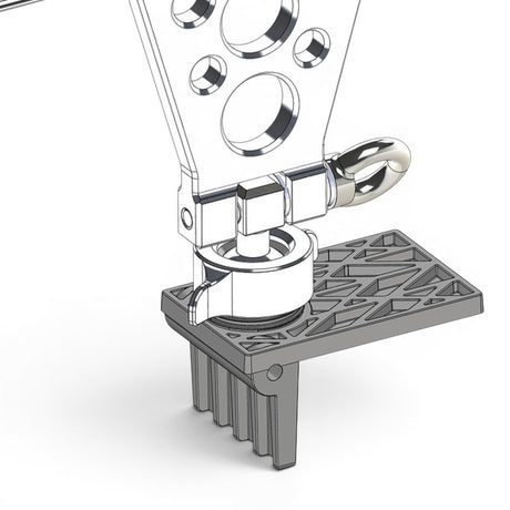 Anson PDR JVF Edge Foot for Re-tension system, grey plastic with textured surface and ribbed base.