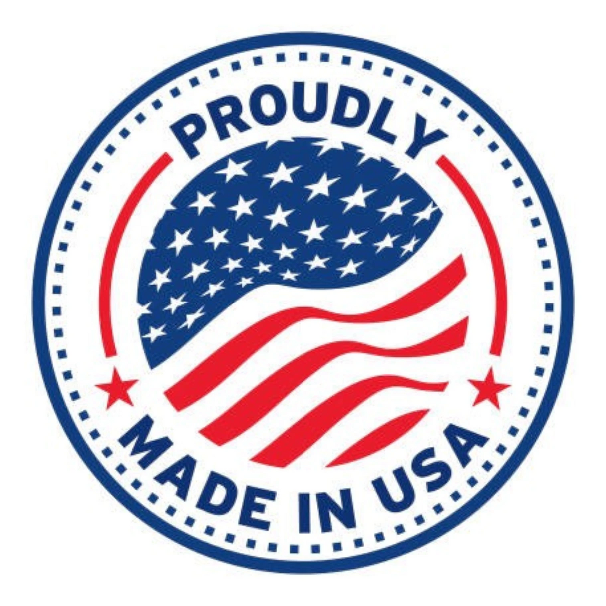 Anson PDR Proudly Made in USA circular badge with American flag design.