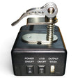 Elimadent PDR black battery receiver with quick clamp for Makita 18V batteries, USB output, and dimmer.