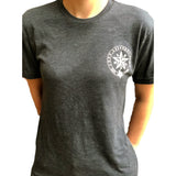 Anson PDR Merica triblend crew neck t-shirt in charcoal grey with a white circular star logo on the chest.