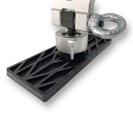 Anson PDR JVF Mini Re-tension Traction Foot, a black plastic base with a silver metal connector and a silver metal ring.