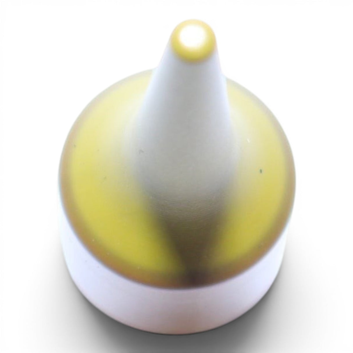 Anson PDR Pee Wee knockdown tip, white with yellow accents, made from Match Grade material.