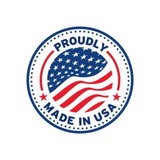 Anson PDR Proudly Made in USA circular emblem with American flag design and red and blue text on a white background