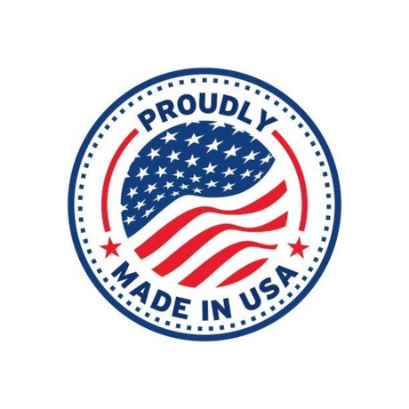 Anson PDR Proudly Made in USA circular emblem with American flag design and red and blue text on a white background