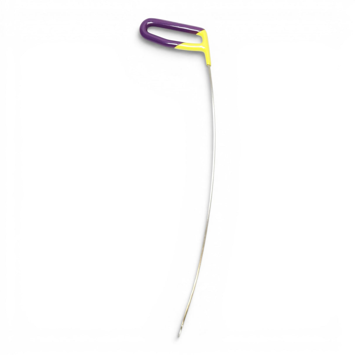 Anson PDR Rattlesnake 3/4" tail PDR tool with purple and yellow handle and curved metal rod.