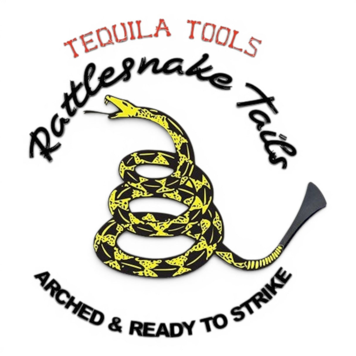Anson PDR Tequila Tools Rattlesnake 3/4" tail PDR tool, black and yellow coiled snake design.