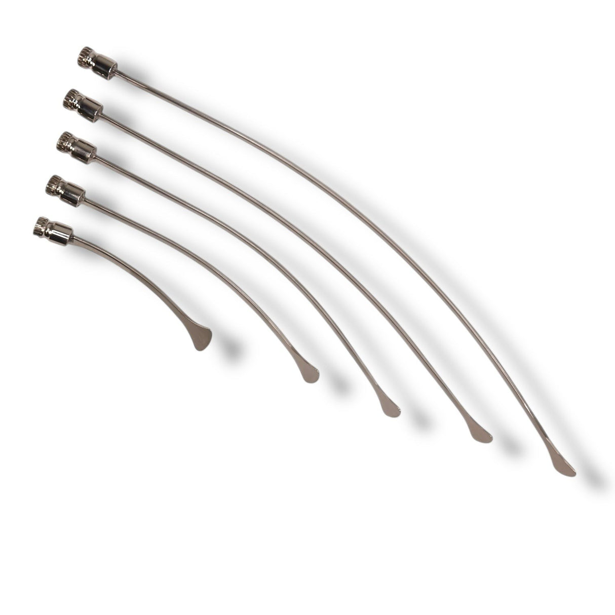 Anson PDR Rattlesnake 1 1/4" tail PDR tools, set of 5 metal whale tail rods with compact hubs.