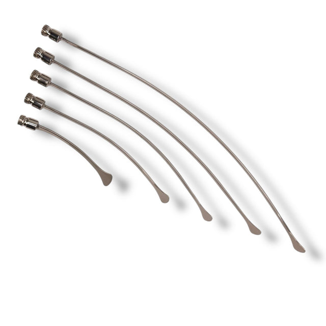 Anson PDR Rattlesnake 1 1/4" tail PDR tools, set of 5 metal whale tail rods with compact hubs.